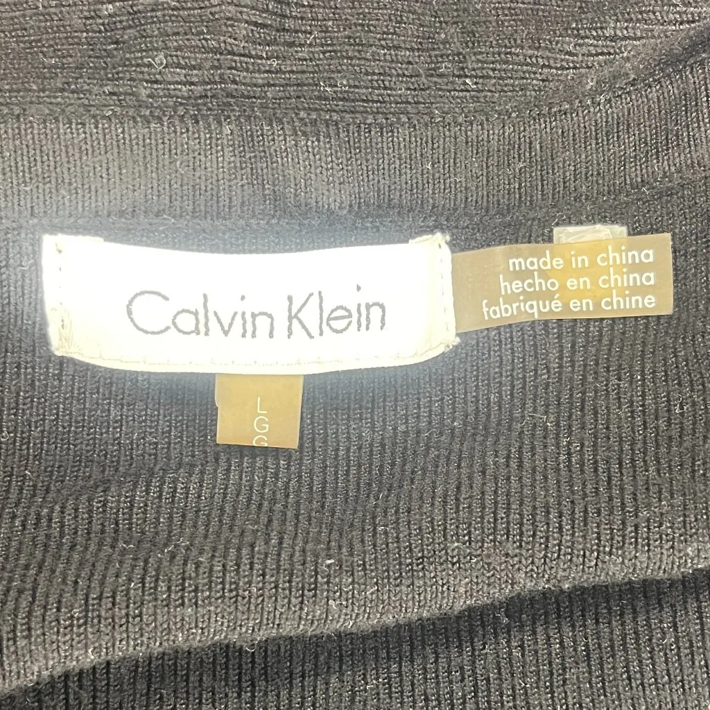 Calvin Klein Black Cowl Neck Off The Shoulders Sweater Womens Sz L Long Sleeve - Image 3