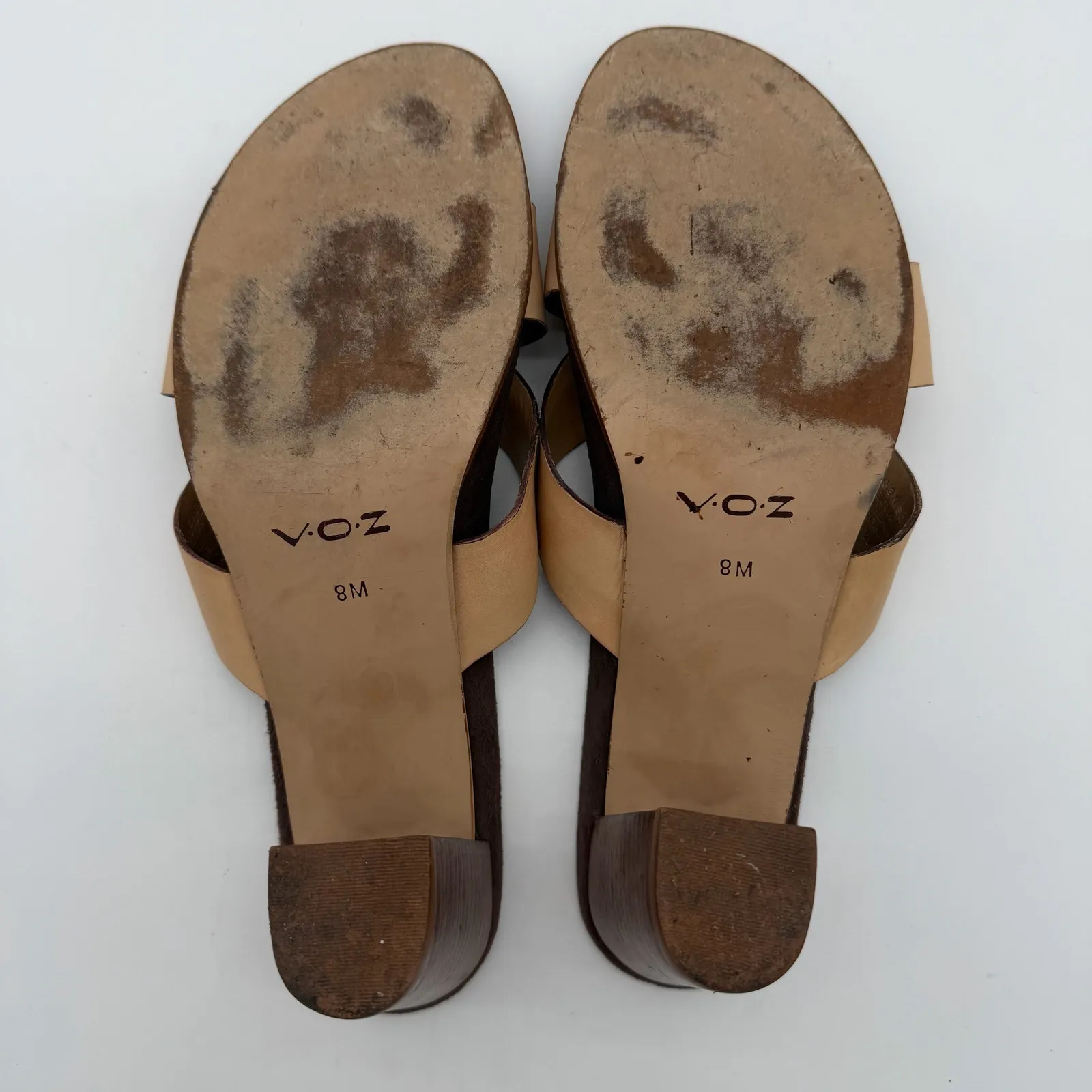 VOZ Y2K Vintage Brazil Leather Tan Comfort Casual Block Heel Sandals 8 - Image 3