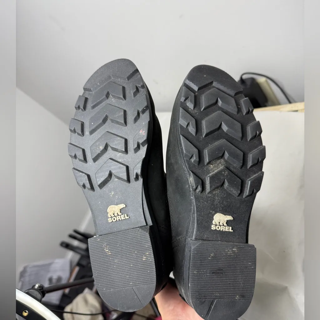 SOREL Emelie Black Leather Suede Boots | Sherpa Side Zip sz 6 - Image 5