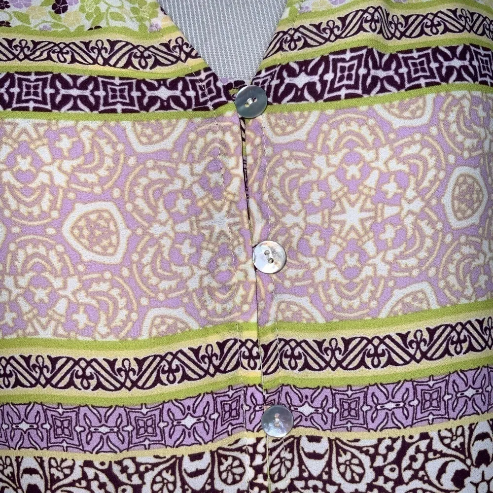 Figueroa & Flower Anthropologie Sleeveless Purple & Green Lace Back Tunic M - Image 10