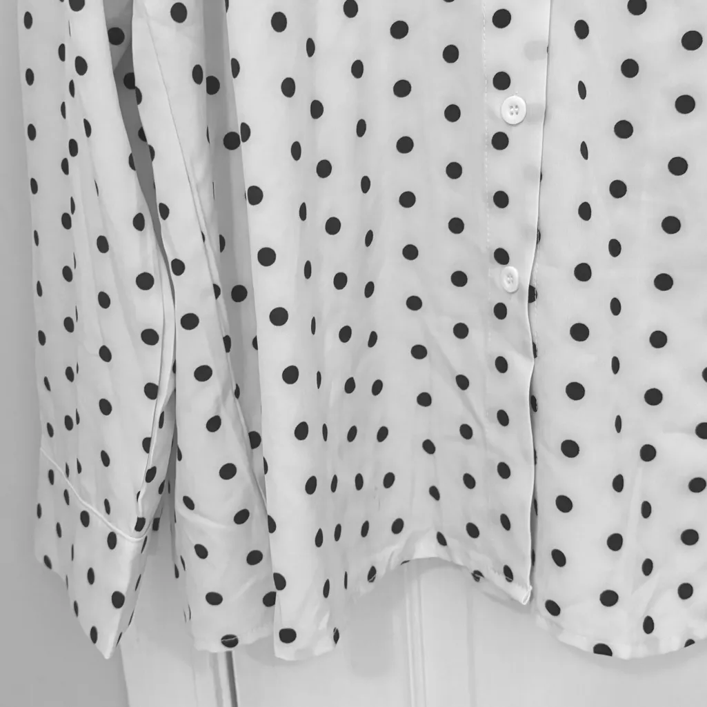 SHEIN Polka Dotted Long Sleeve Button Down Top with Pleated Back - Image 2