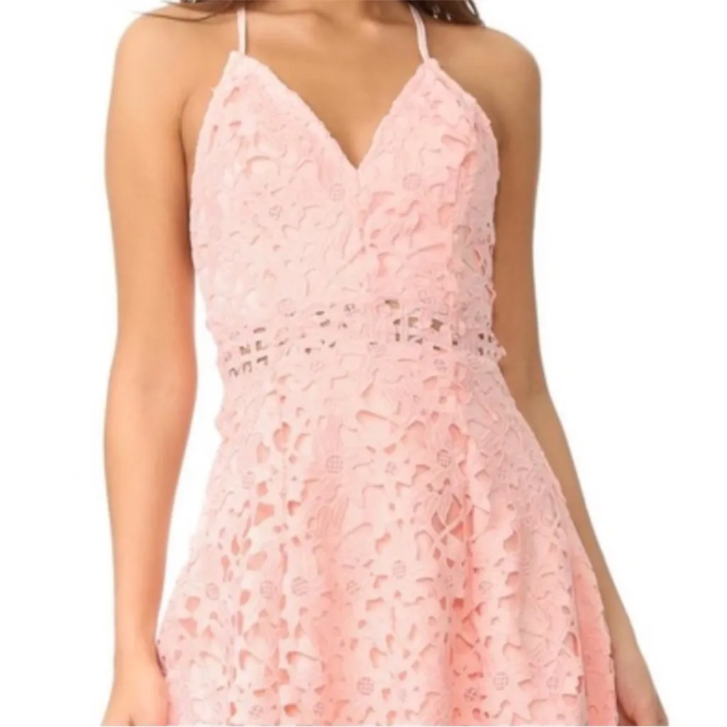 Lovers + Friends Bellini Lace Mini Dress Small NWT Pink Cottagecore Fairy - Image 2