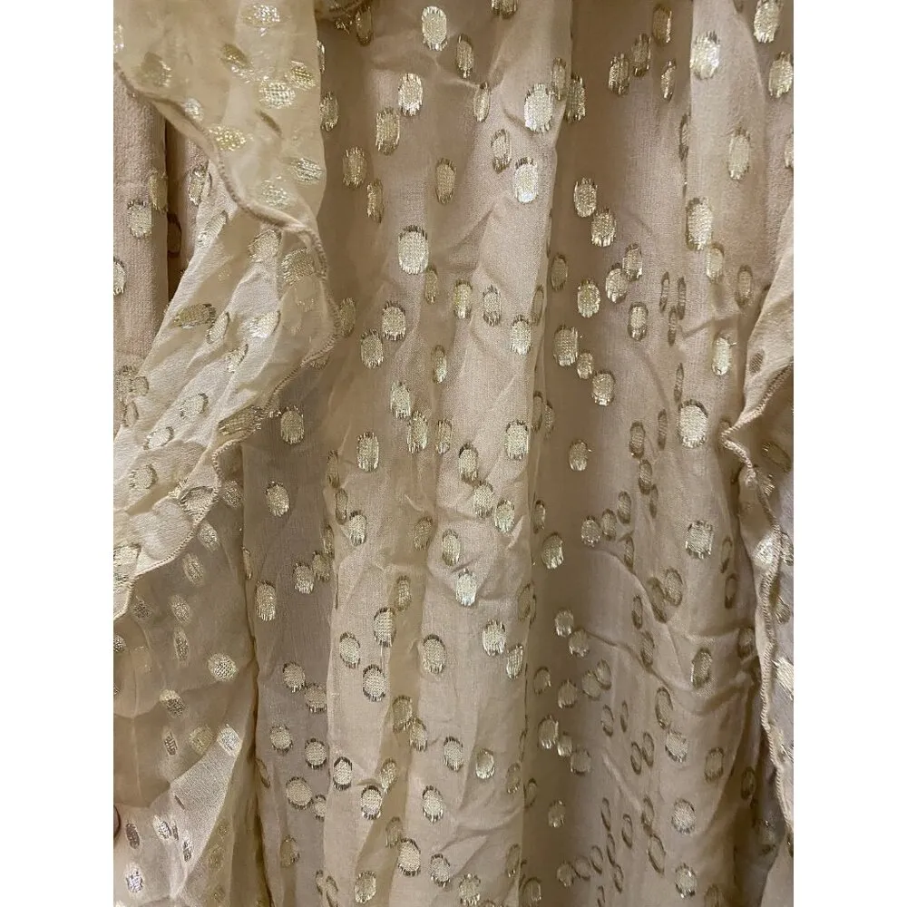 Marie Oliver Jayda Dress Womens 6 Taupe Gold Maxi Ruffle Silk Metallic New - Image 5