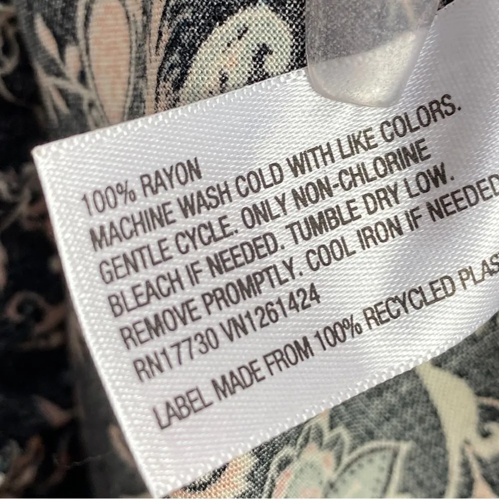 Mossimo Romper Floral Ruffle Hem Black Multi Small 3/4 Sleeve - Image 11