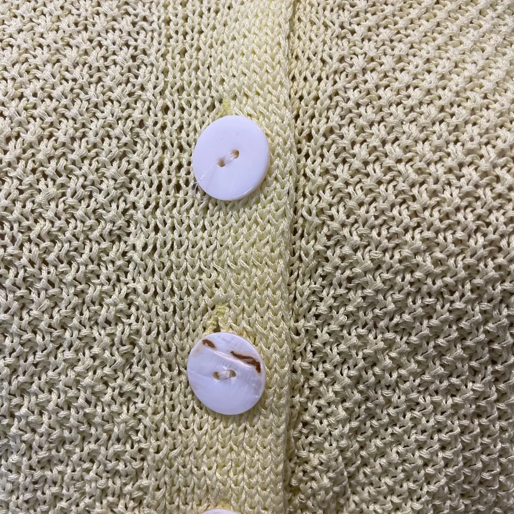 Yellow Floral Knit Cardigan Sweater size M/L - Image 6