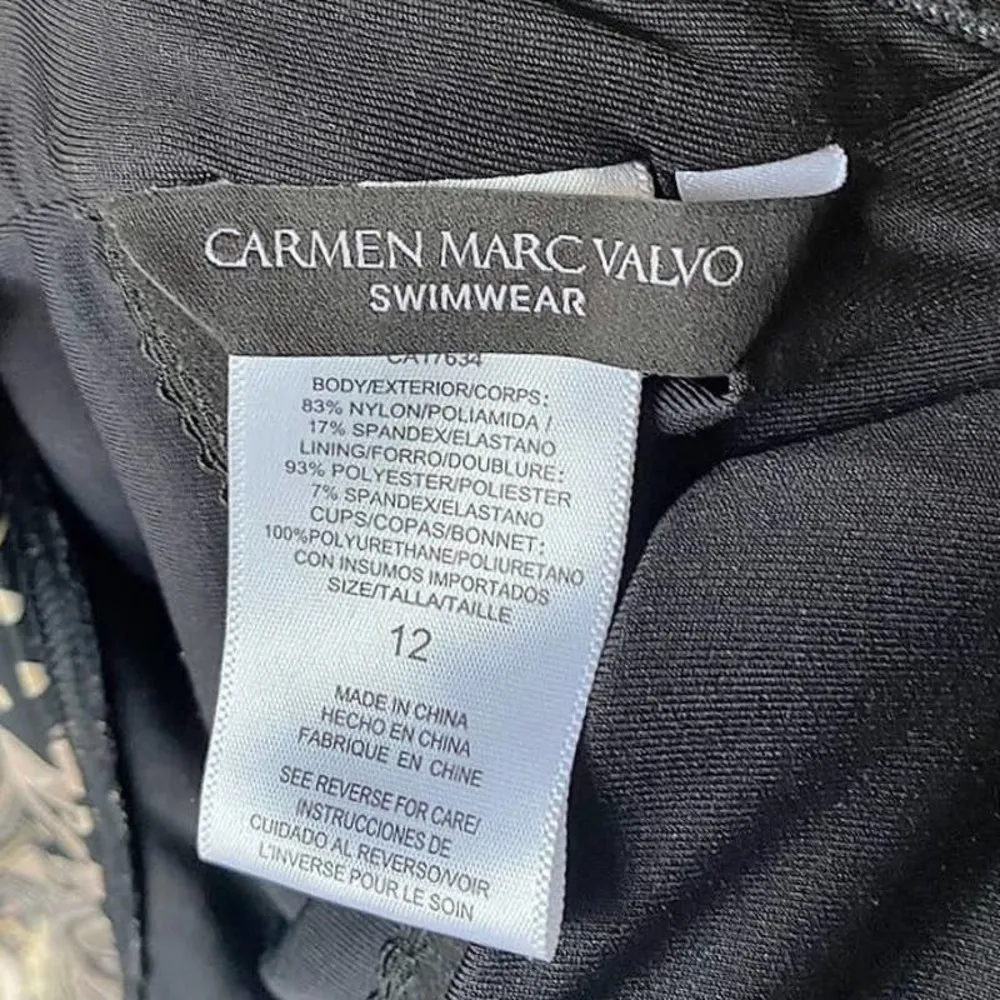 CARMEN MARC VALVO Ornamental Floral Halter One Piece Swimsuit ~ Women's 12 - Image 5