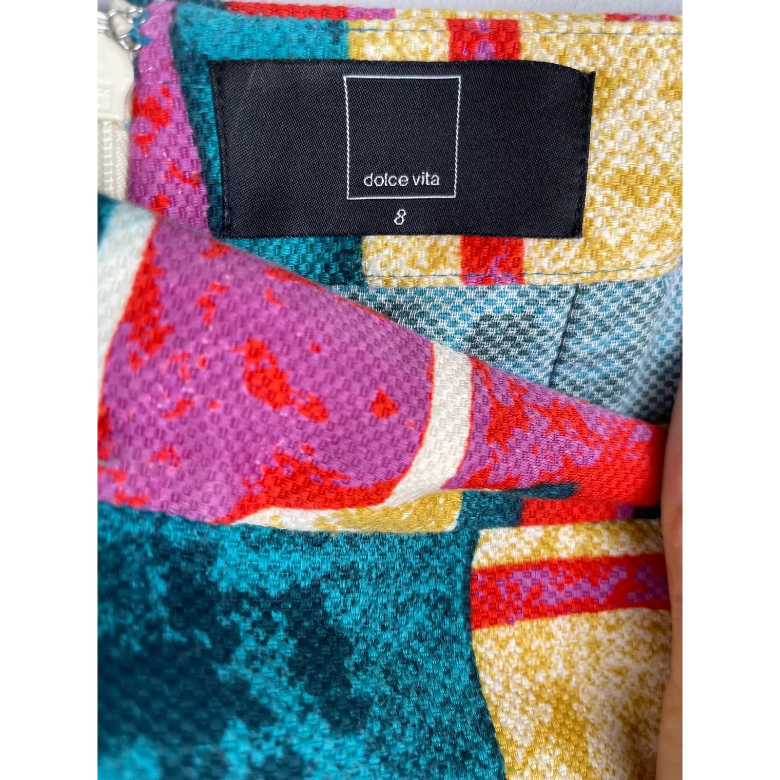 Dolce Vita Geometric Vibrant Sorbet Color Block‎ Pencil Skirt Size 8 - Image 7