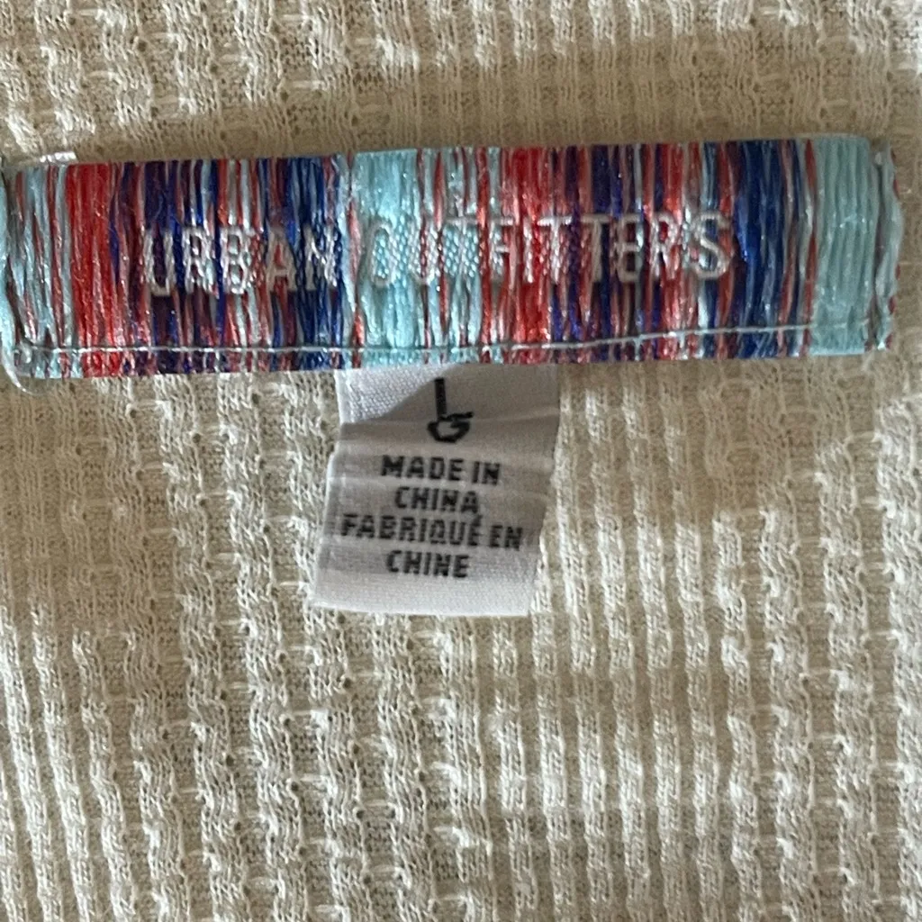 Urban Outfitters Ivory Ribbed Corset Hem Long Sleeve Top Women’s Size S - Image 3