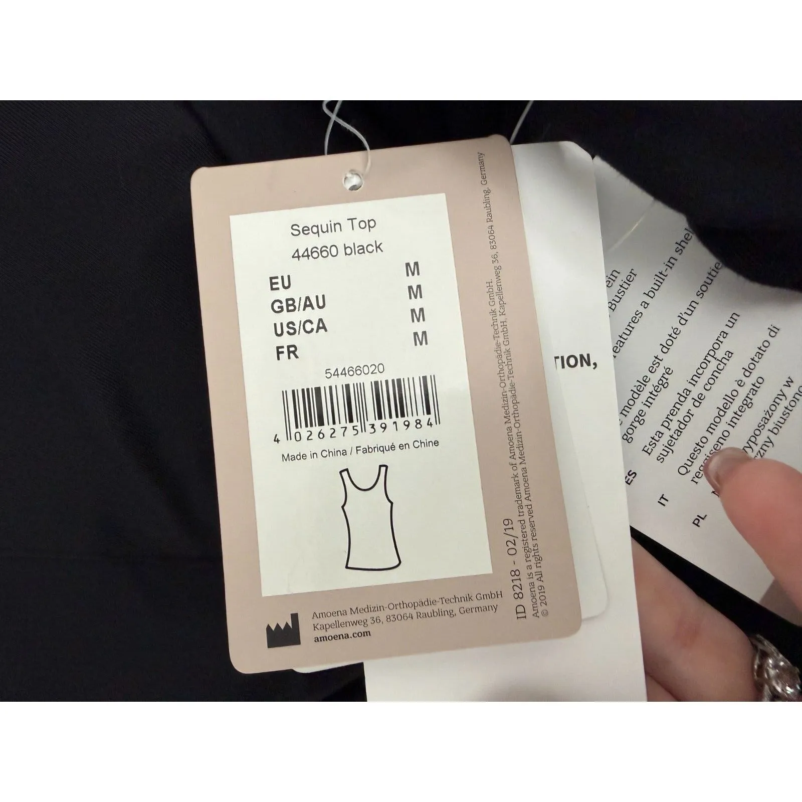 Amoena Sequin Top High Neck Key Hole Black Size Medium NEW with Tags - Image 7