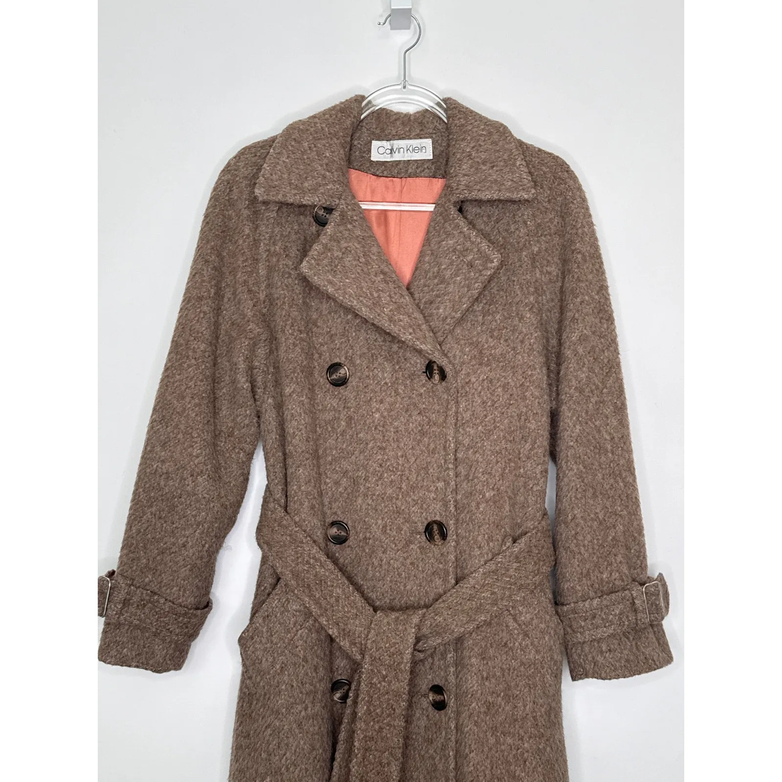 Vintage 1970s Calvin Klein New York Wool Trench Coat Raglan 8 - Image 9