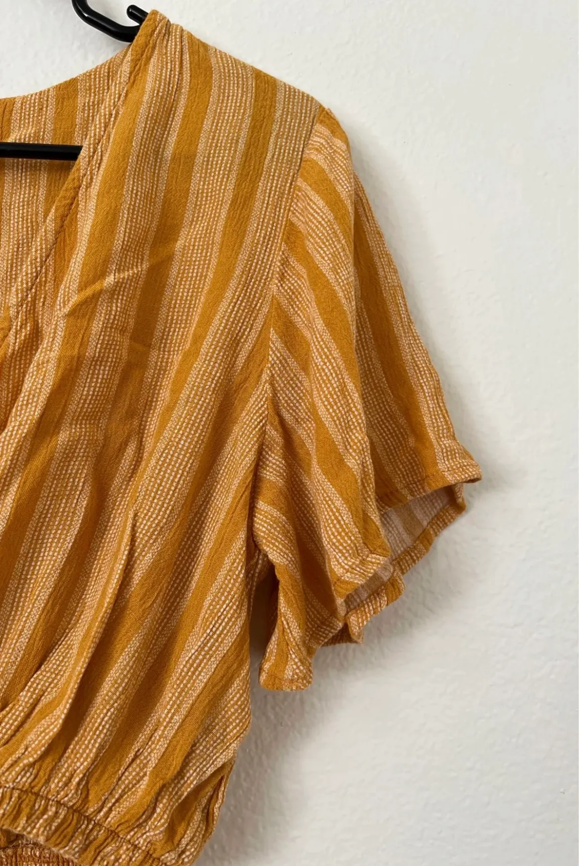 Golden Yellow Stripe Crop Blouse - Image 6