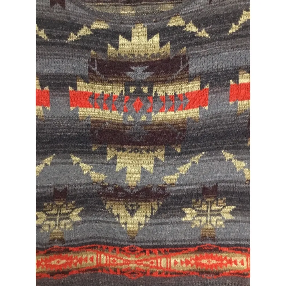 Denim & Supply Ralph Lauren Blue Aztec Scoop Neck Top Sweater Sz M - Image 3