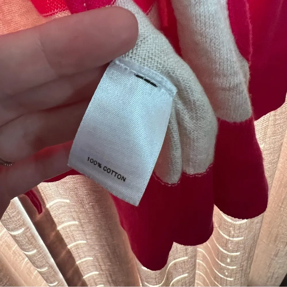 Halogen Pink Rugby Stripe Cotton Lightweight Cardigan Tunic Size Medium - Image 7