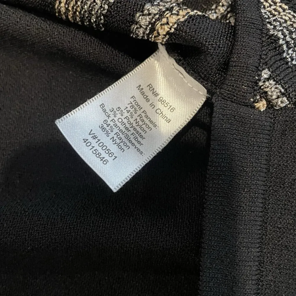 Coldwater Creek Cardigan Womens L Open Front Knit Black Stitch Detail Sweater - Image 5