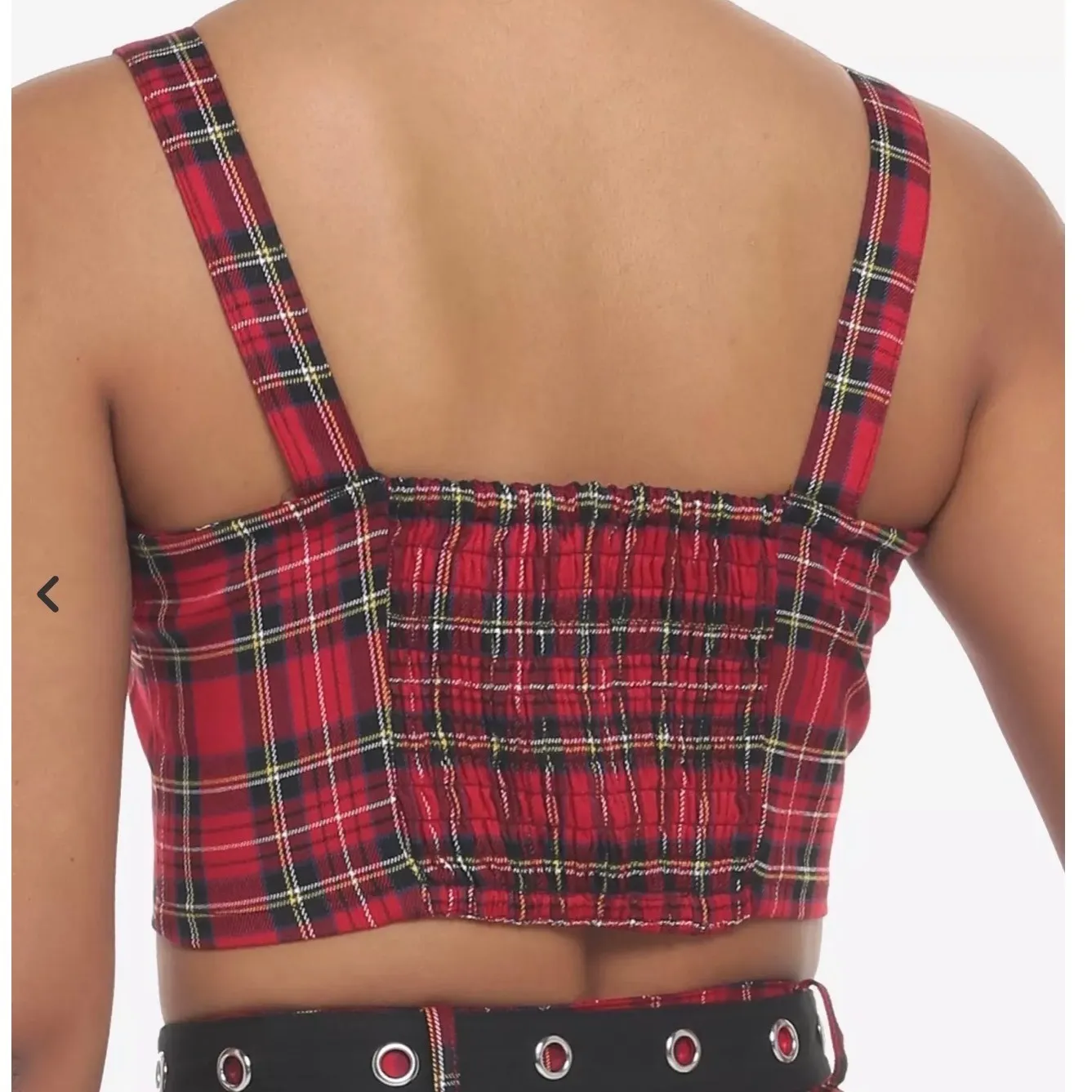 Social Collision Hot Topic plaid gothic crop tank buckle grunge punk Christmas L Red Size L - Image 3