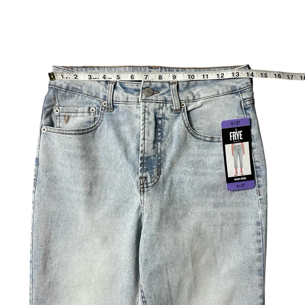 FRYE High Rise Straight Leg Relaxed Fit Cuffed Uncuffed Jean Blue Denim Sz 4/27 - Image 6
