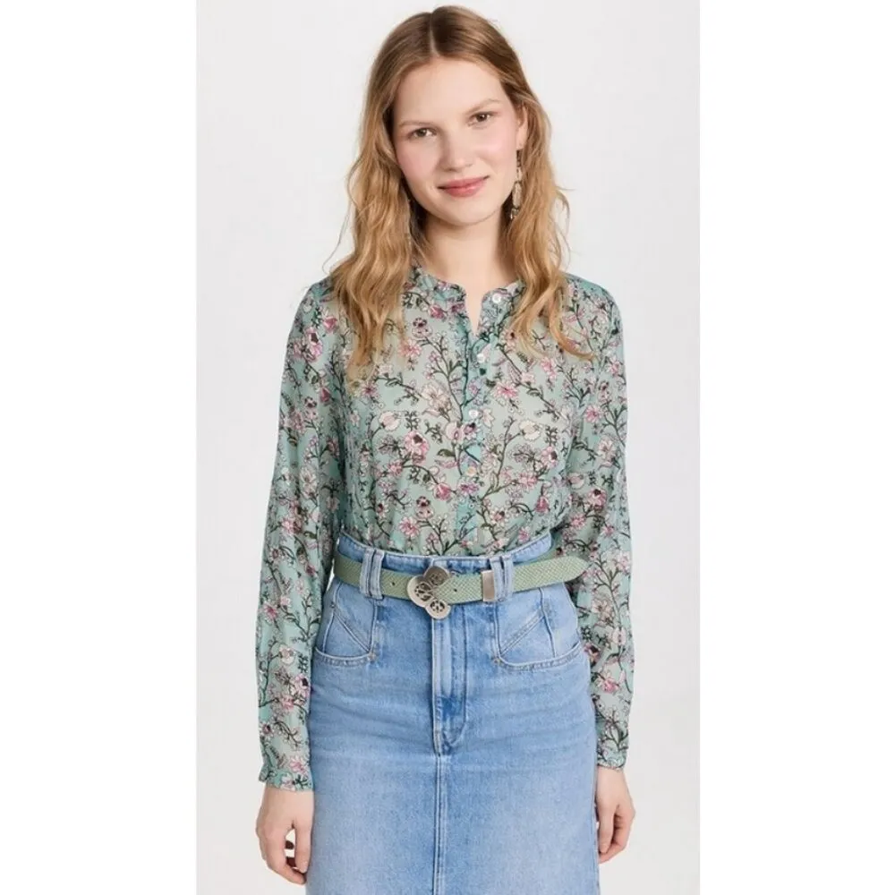 💕ISABEL MARANT ETOILE💕 Maria Blouse ~ Almondgreen Floral Print 34 - Image 3