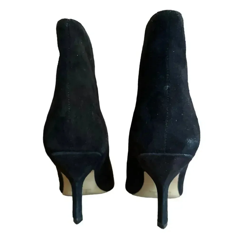 Marc Fisher western inspired kitten heel black suede bootie 9.5 pointy toe - Image 6