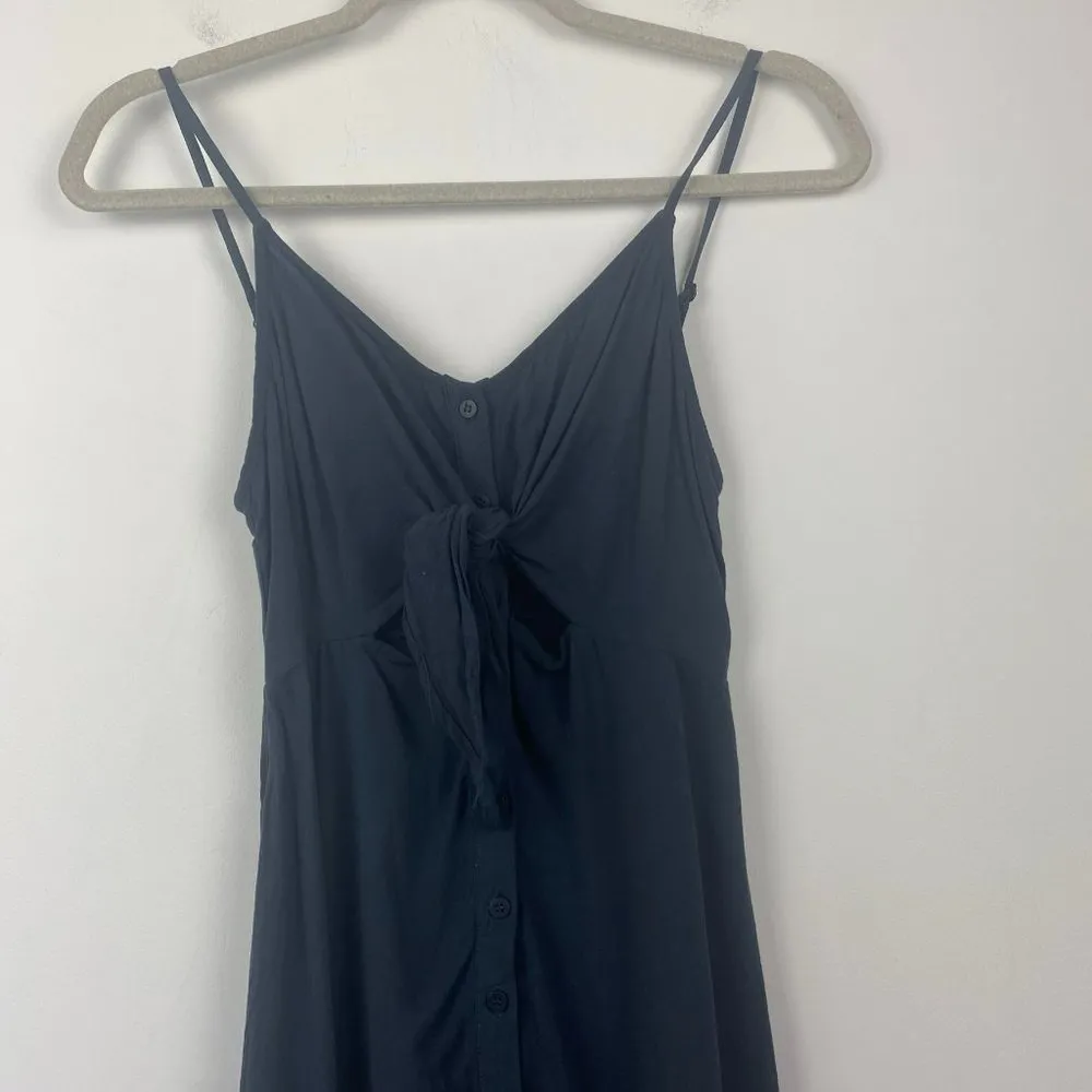 TOPSHOP Blue Gray Grey Keyhole Knotted‎ Midi Dress Linen Blend US 4 - Image 5