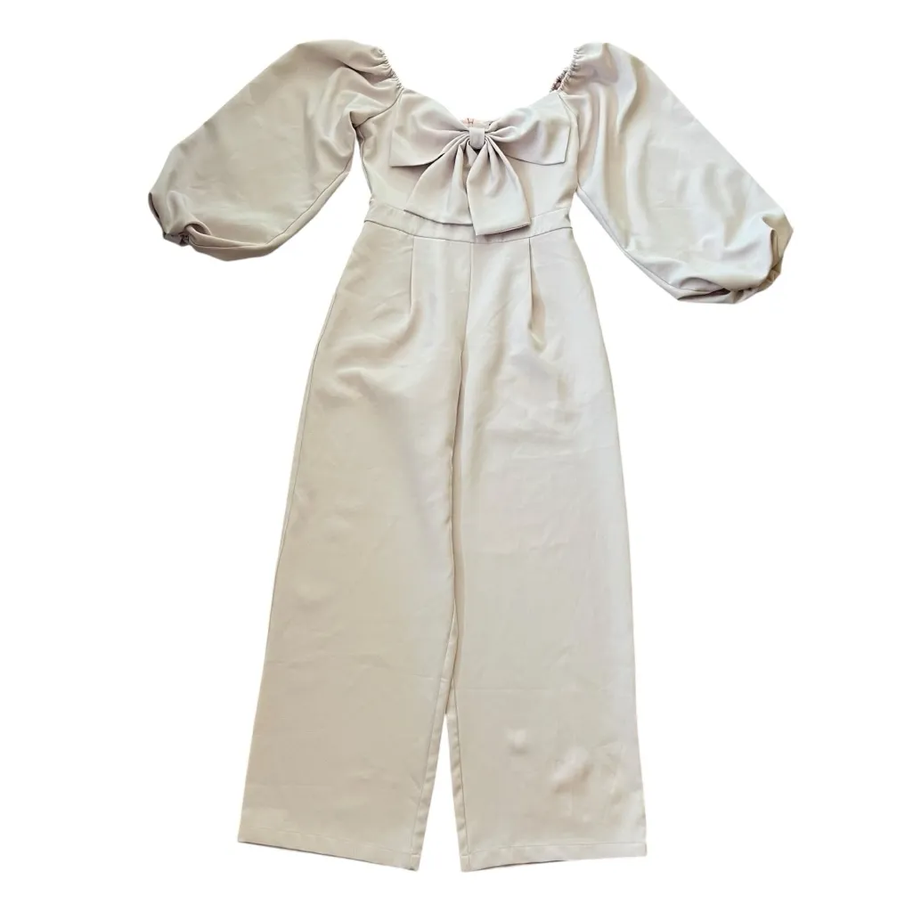 Sister Jane UO Women’s Theatre Bow Balloon Sleeve Jumpsuit Pink Rose Quartz Sz M Size M - Image 2