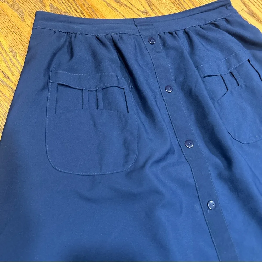 Tulle Brand XS Women’s Circle Skirt Buttons Pocket Front Navy Blue Lined - Image 2