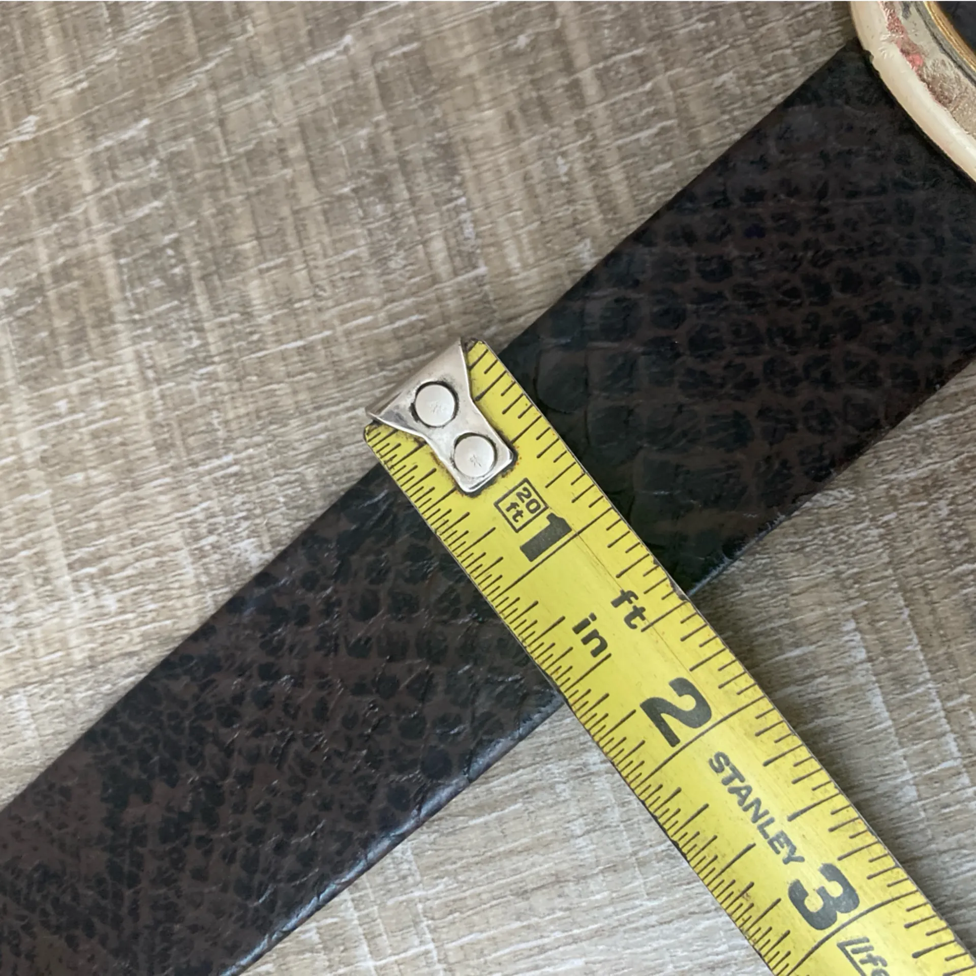 Leather Waist Cincher Belt Python Snakeskin Embossed Brown & Silver Womens 8 Size L - Image 11