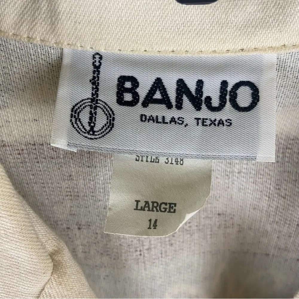 Vintage 80’s Banjo Western Southwestern Boho Cropped Blazer Women’s Size Medium - Image 4