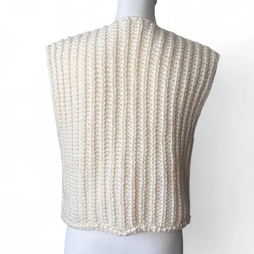 Chunky Knit Sweater Vest Gold Size M - Image 4