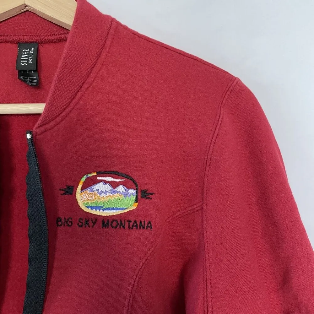 Silver for Her Big Sky Montana Red Jacket Size L full zip casual fleece jumper Size L - Image 2
