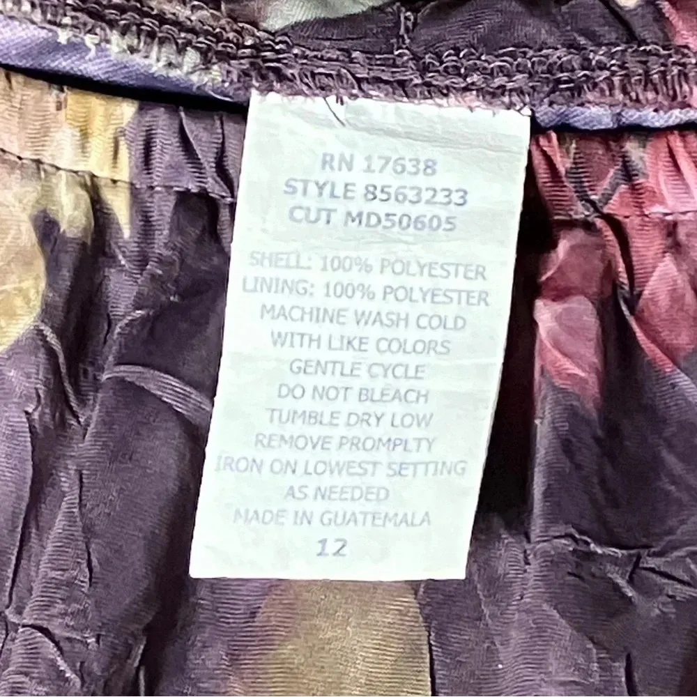 Vintage 90s Purple Floral Cottagecore Fairy Chiffon Ruffle Midi Skirt. Medium. - Image 12