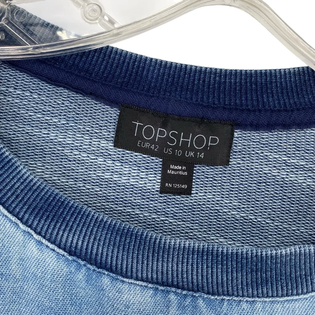 Topshop  Denim Blue Patchwork Sweatshirt - Image 6