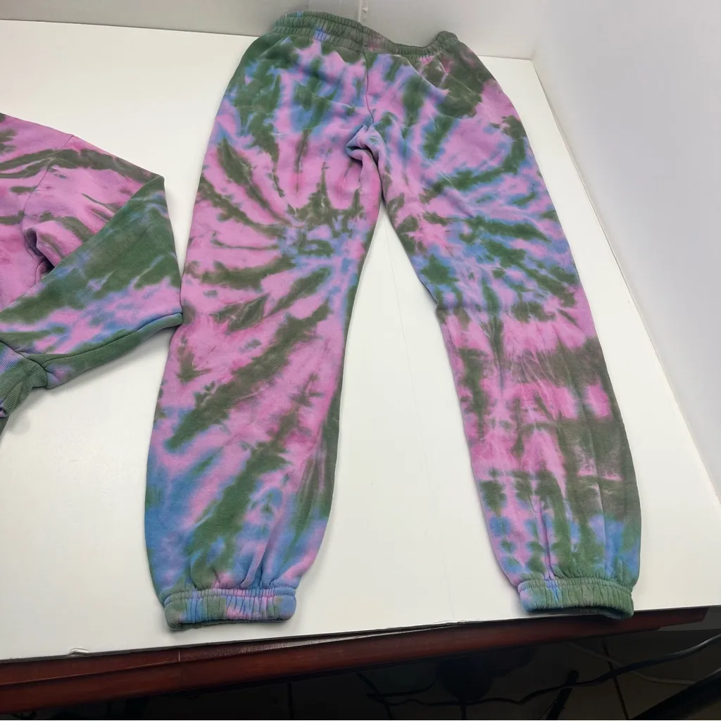 Von Dutch Rhinestone‎ Tie Dye Jogger Hoodie Set Olive Green Pink Purple Small - Image 16