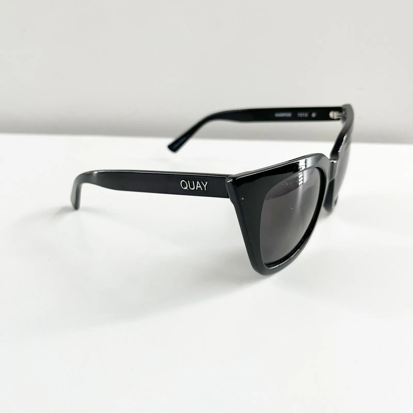 Quay Australia Harper Shiny Black Frame Smoke Lens Cat-Eye Sunglasses - Image 6