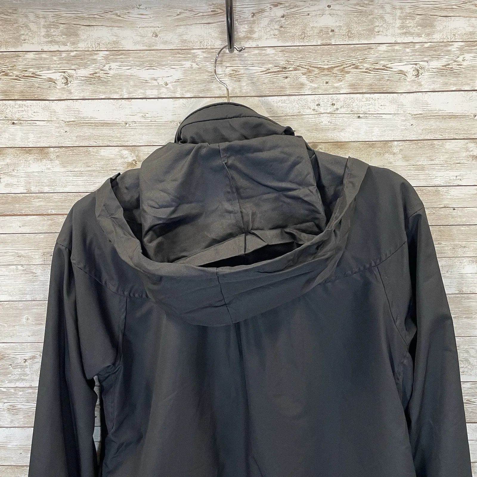 Nike Womens M Jacket Reversible‎ Black Fit Dry Hidden Hood Running Cycling Logo - Image 14