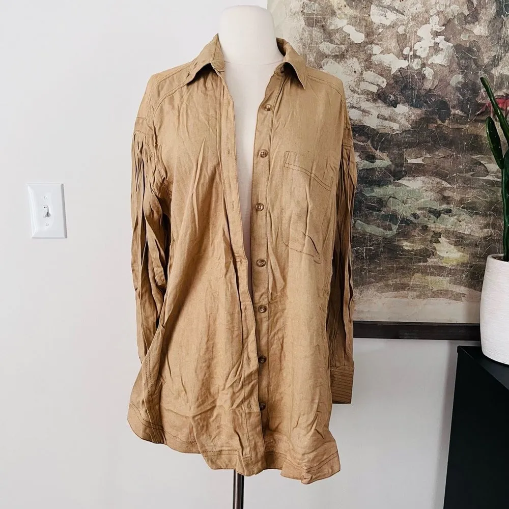 Free People Yin Yang Tie Dye Graphic Button Down in Earth Combo Size XS $198 - Image 3