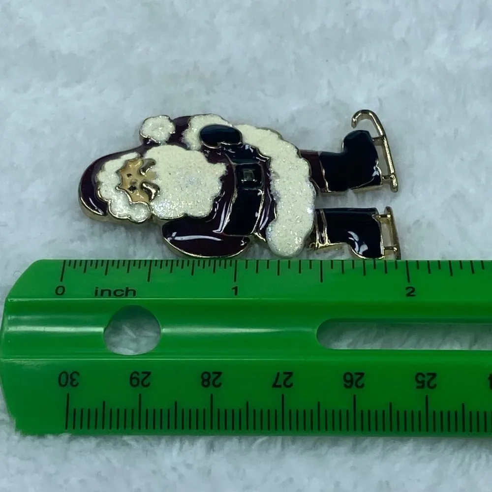 Christmas Santa On Ice Skates Jewelry Pin Brooch Articulated Moving Legs Enamel - Image 11