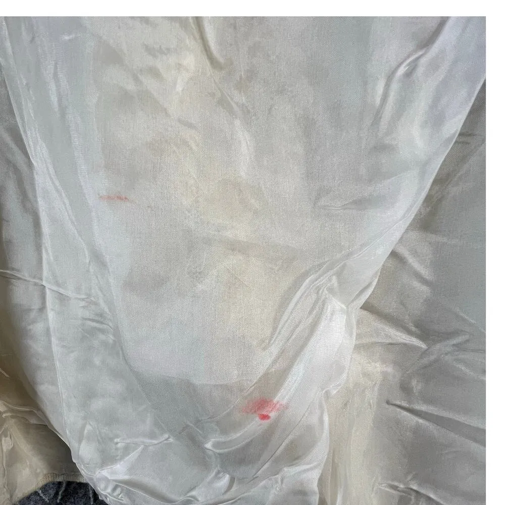 Vintage 60s Beaded Tank Top M Cream Sequin Iridescent Fringe Mod Party Elegant Size M - Image 11