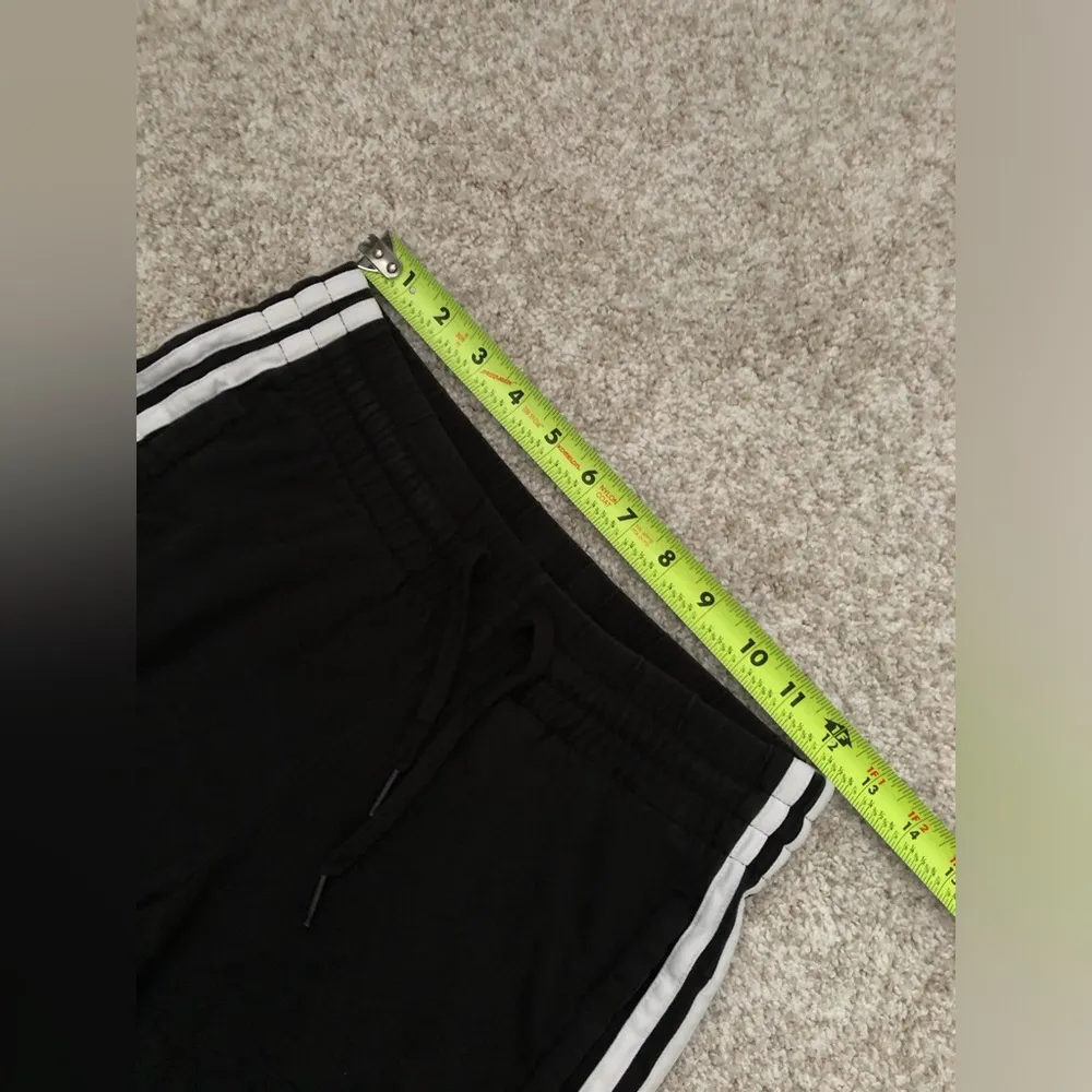 Adidas Essentials French Terry white Stripes Pants Black Joggers women size XS - Image 9