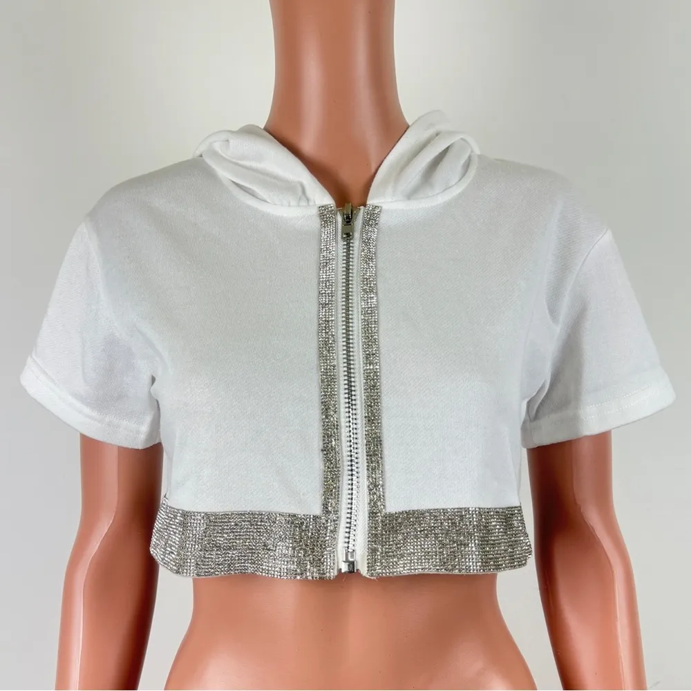 Hot & Delicious | Bedazzled Cropped Hoodie and SweatPants Set - Image 3