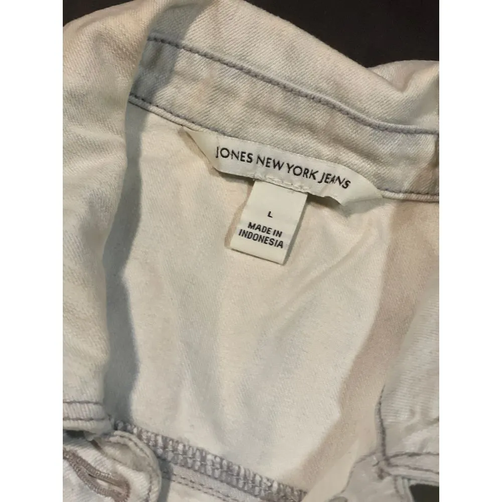 Jones New York White Denim Jacket Stylish Casual‎ Outerwear B-400 - Image 2