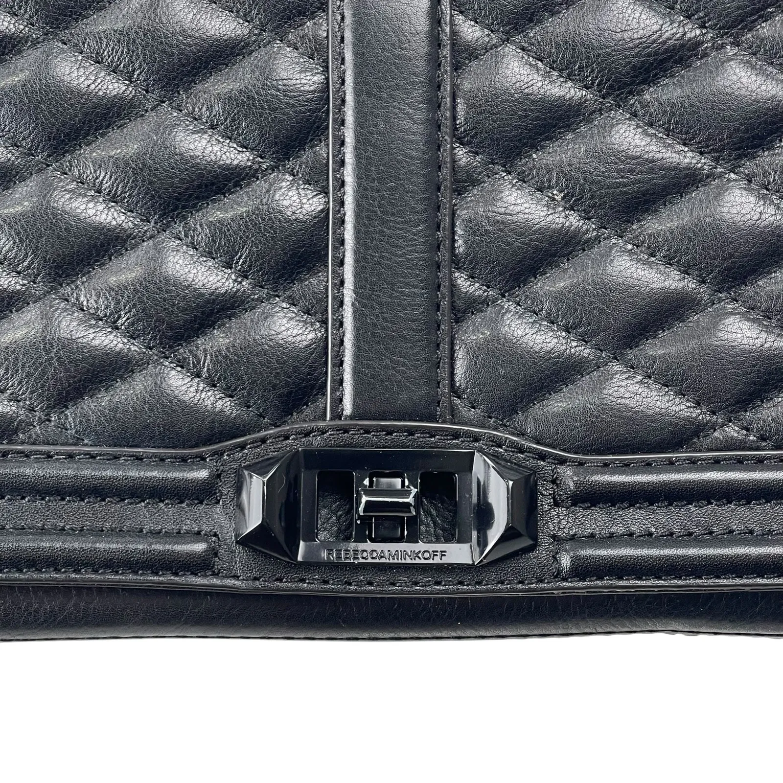Rebecca Minkoff Love Quilted Leather Women's Black Chain Lock Crossbody Handbag - Image 10