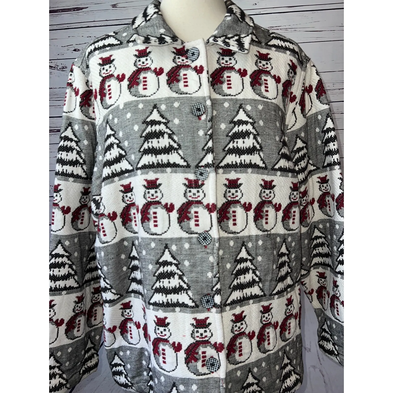 Breckenridge‎ Patchwork jacket shacket XL Extra Large Ugly Christmas Snowman - Image 5