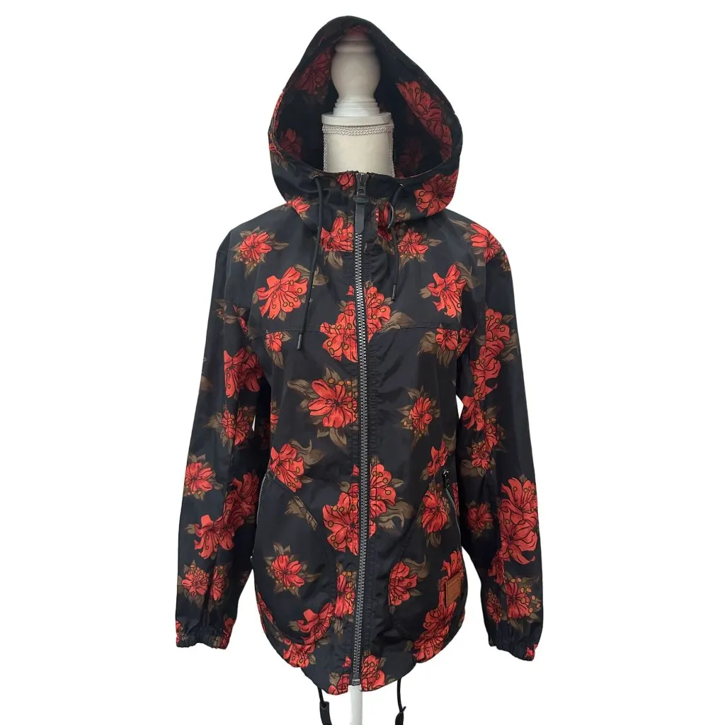 COACH Floral Windbreaker Hoodie Jacket Size Small - Image 4