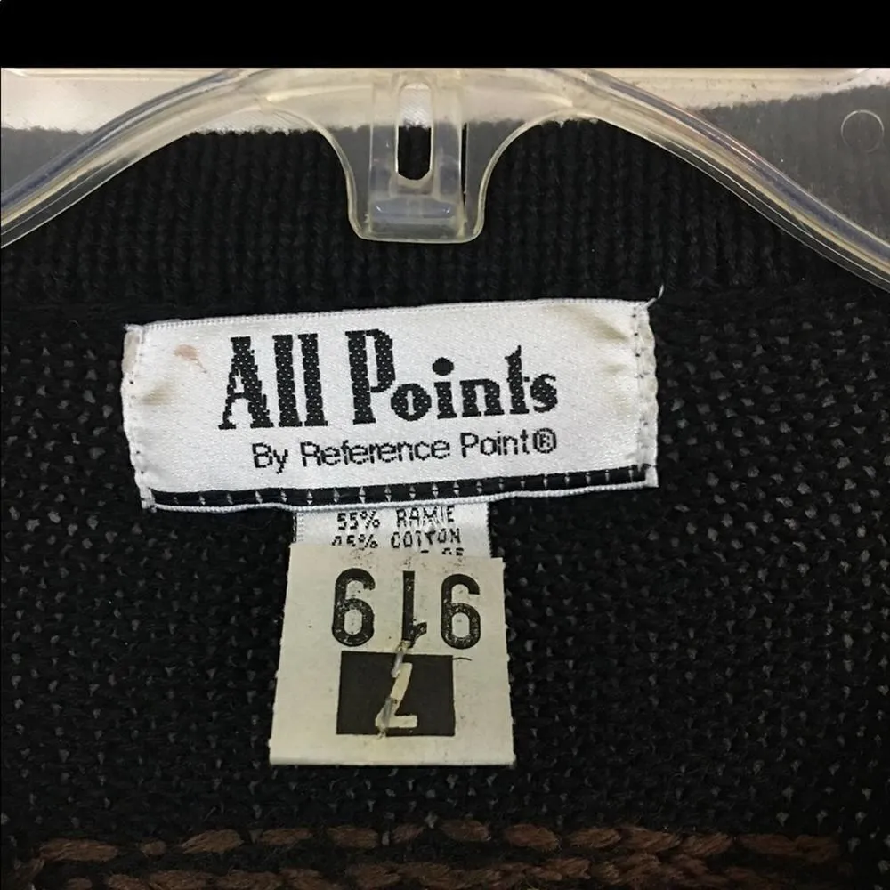 Vintage All Points Fall Leaves Embroidered Sweater Size Medium Black - Image 3