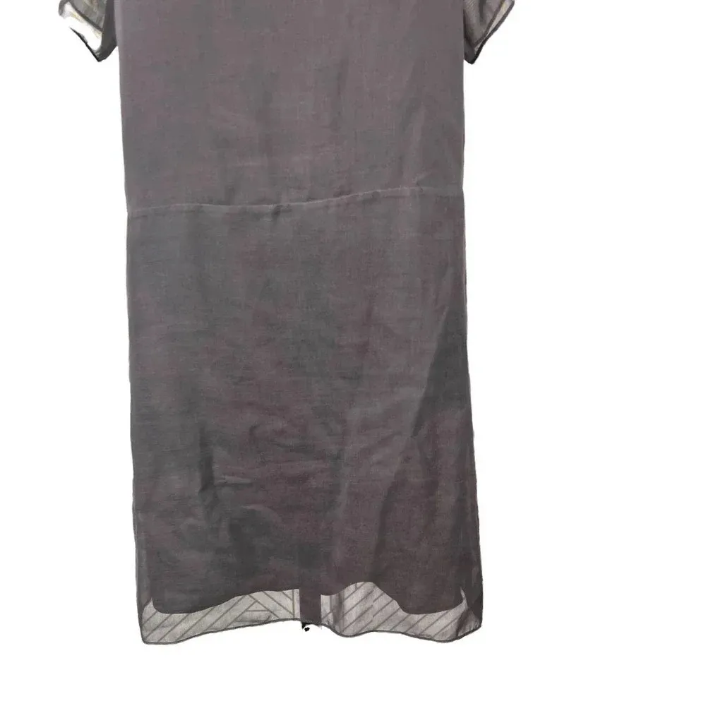 3.1 Phillip Lim Shift Dress Short Sleeve 3D Flower Neckline Brown Size‎ US 10 - Image 5