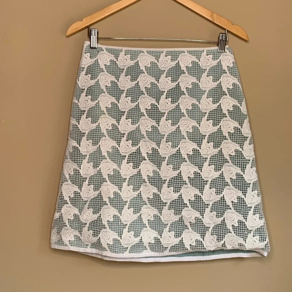 Tory Burch Mint Lace Overlay Skirt Size 4 - Image 4
