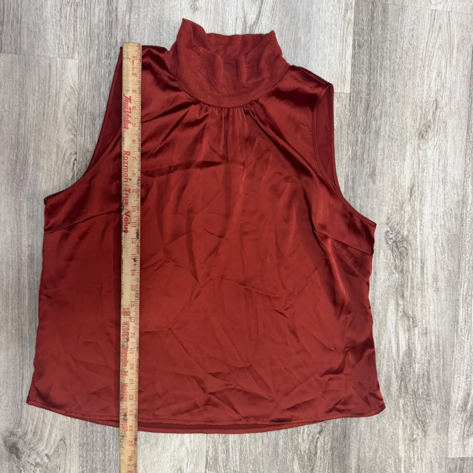 BAILEY/44 Rust Red Sleeveless Mock Neck‎ Blouse Top Women's XL - Image 5