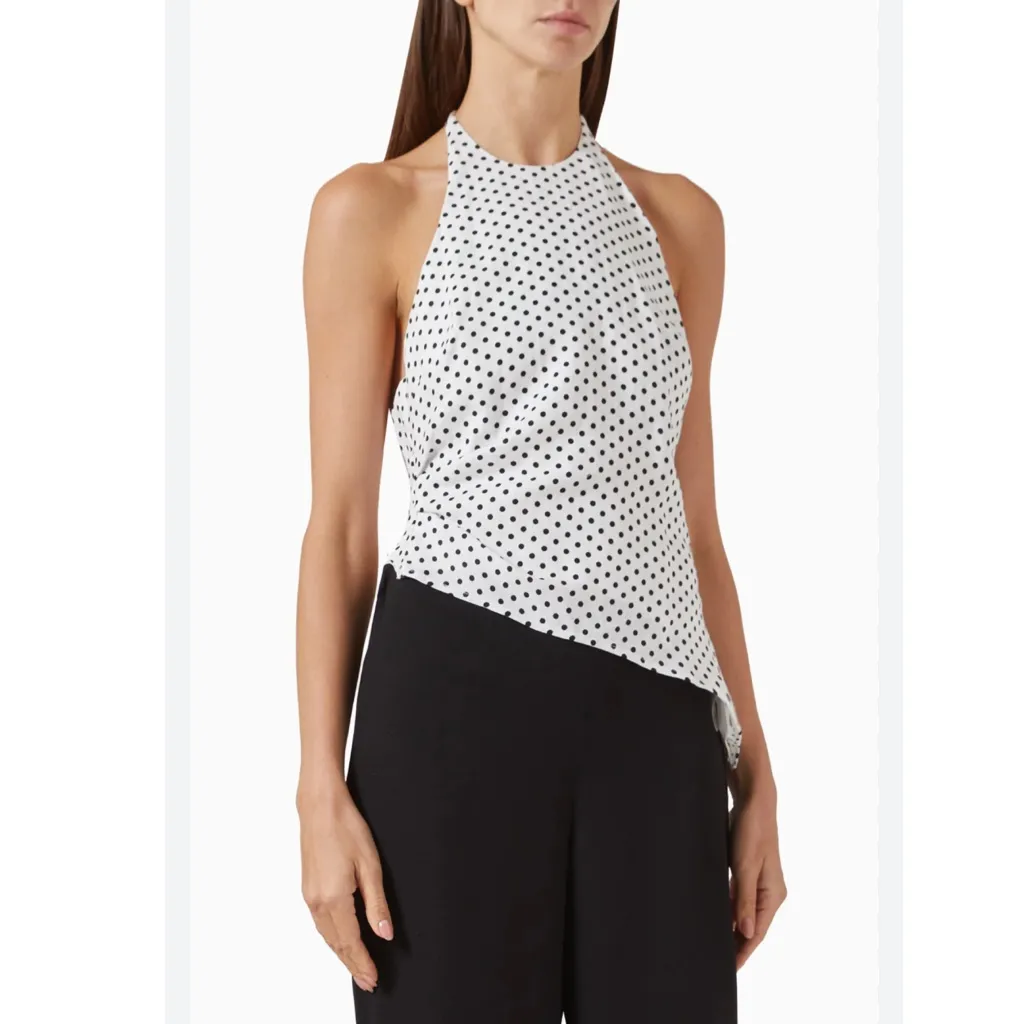 Reformation Reese Black White Polka Dot Top New! - Image 13