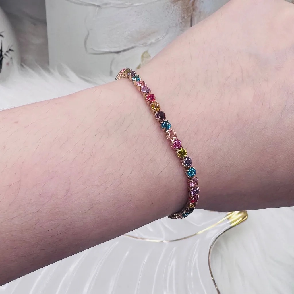 Colorful Rhinestones Adjustable Bracelet - Image 6