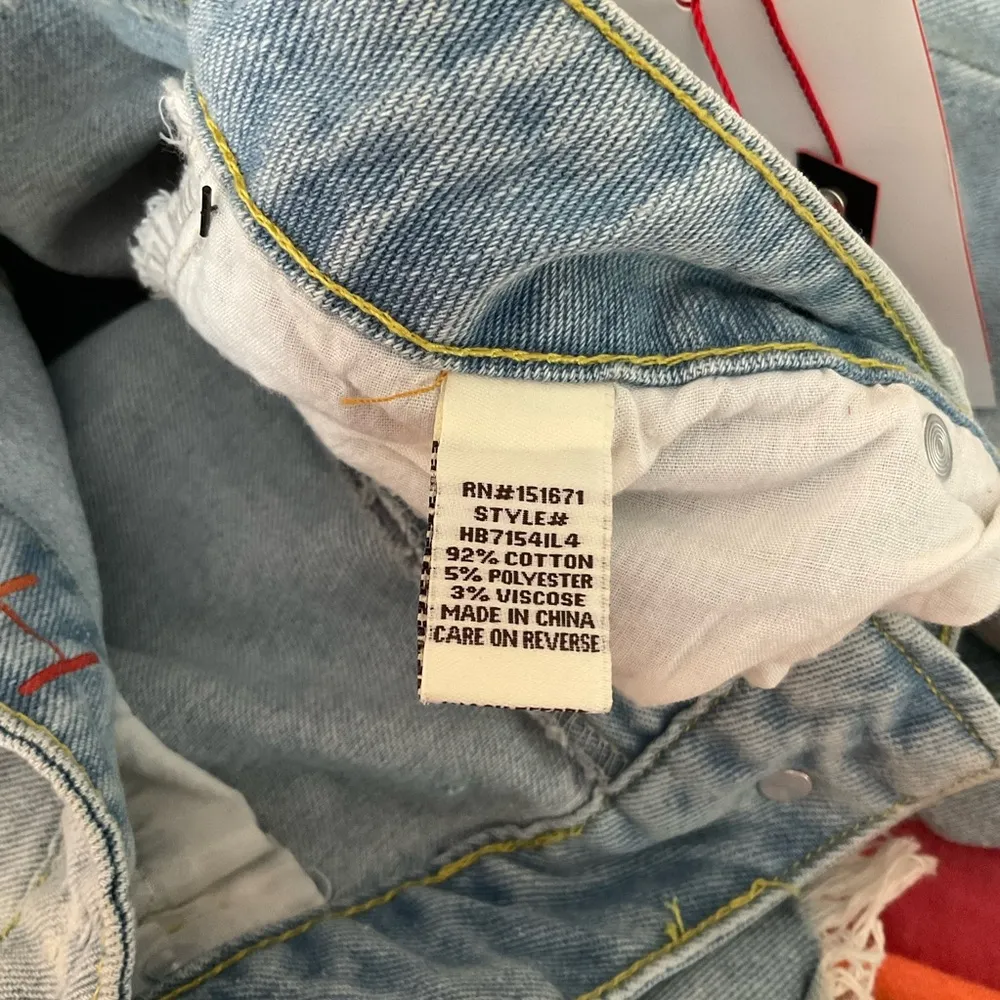 Hot Kiss Blue Distressed Highest Rise Shorts.  Waist 17” SIZE 15. NWT - Image 5